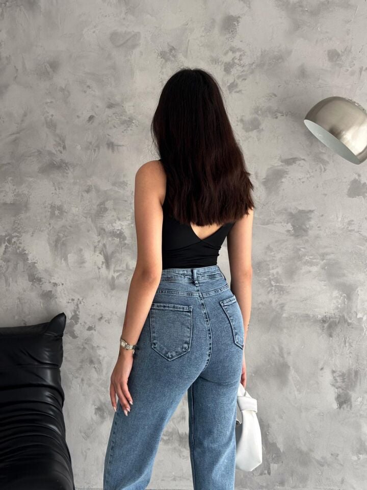 Likralı Koyu Mavi Kadın Kot Pantolon