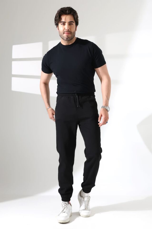 GABARDİN KUMAŞ BEL PAÇA LASTİK JOGGER PANTOLON