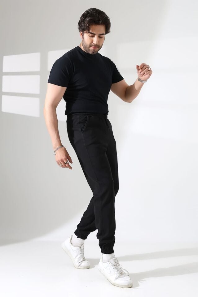 GABARDİN KUMAŞ BEL PAÇA LASTİK JOGGER PANTOLON