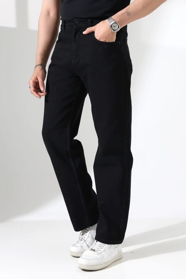 SİYAH DENİM KUMAŞ BAGGY PANTOLON
