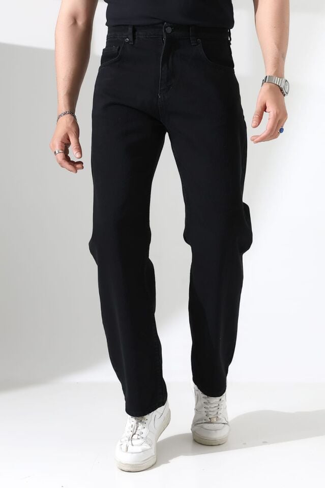 SİYAH DENİM KUMAŞ BAGGY PANTOLON